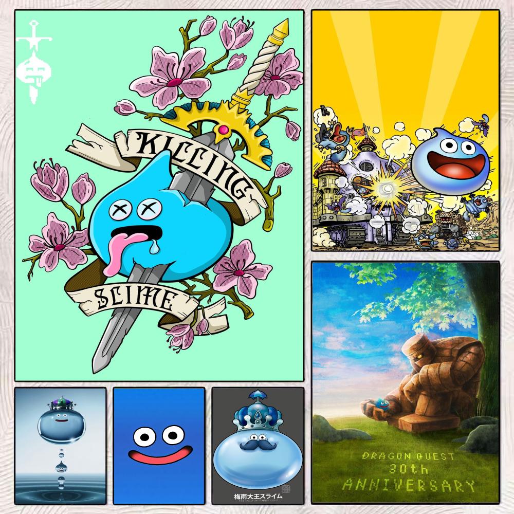 Office Quest - โปสเตอร์ D-Dragon Quest Slime สติ๊กเกอร์ติดผนังแบบมีกาวในตัว ออกแบบมาสำหรับตกแต่งบ้าน