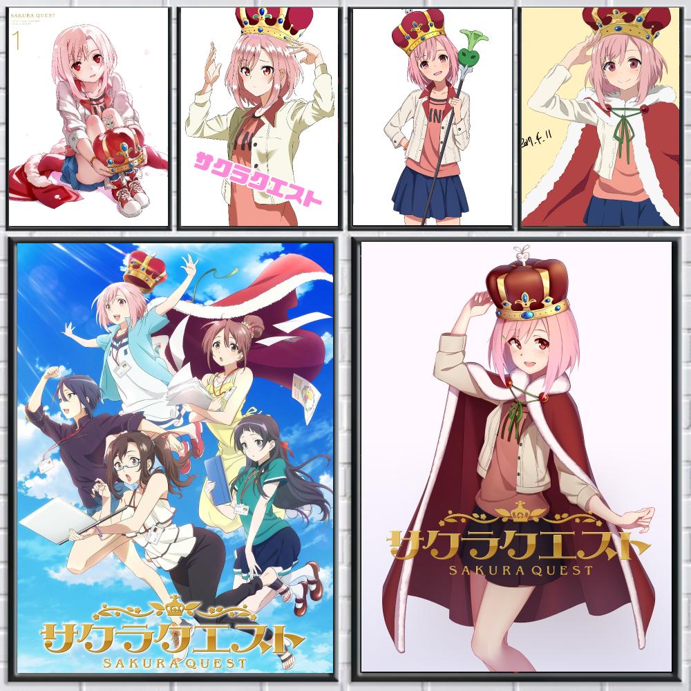 Office Quest - โปสเตอร์อนิเมะ S-Sakura Quest-T แบบลอกแล้วติดสำหรับตกแต่งผนังในคาเฟ่ สำนักงาน บาร์