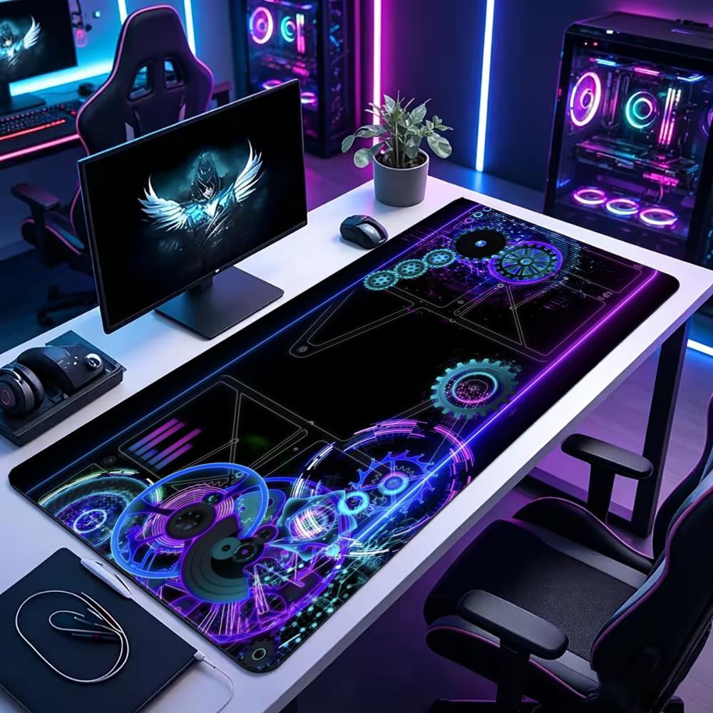 Office Tech Decor - แผ่นรองเมาส์ขนาดใหญ่ Tech Gear Circuit แผ่นรองเมาส์ แผ่นรองคีย์บอร์ดสำหรับเล่นเกม